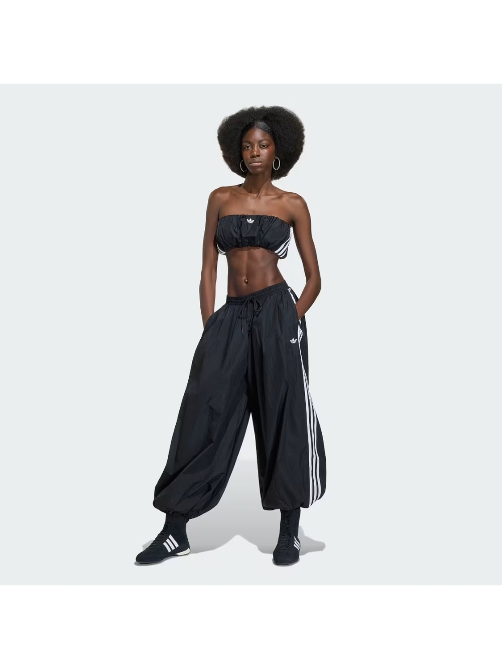 adidas Black Strapless Ruched Bandeau with Trefoil - ADILENIUM - Picture 2 of 2